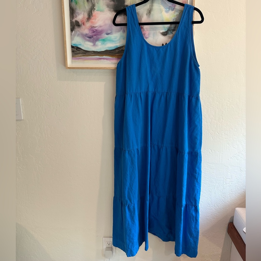 Ilana Kohn Bright Blue Sleeveless Tiered Maxi Dress